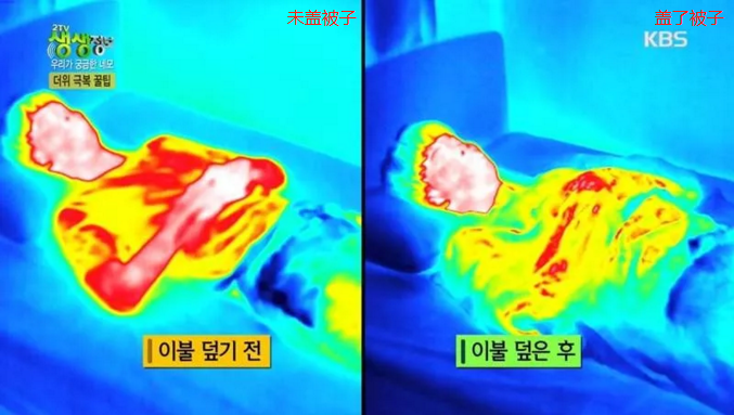 紅外熱像儀檢測(cè)出夏季蓋棉被睡覺(jué)可以降溫？謬論！.png